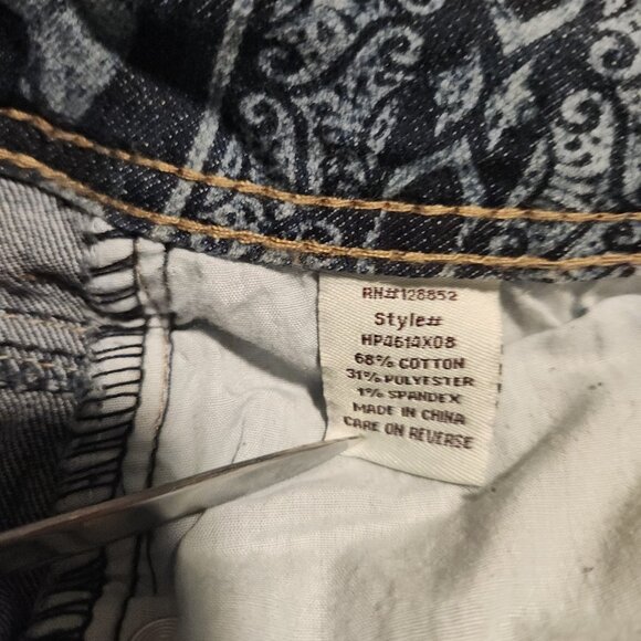 Hot Kiss Nina Flare Jeans Boho Hippie Mantra Disco Elephant Print Stretch Sz 7 - Picture 12 of 16